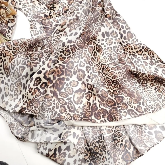 Elie Tahari Distressed Leopard Print Dress Sz 2 - Picture 7 of 16